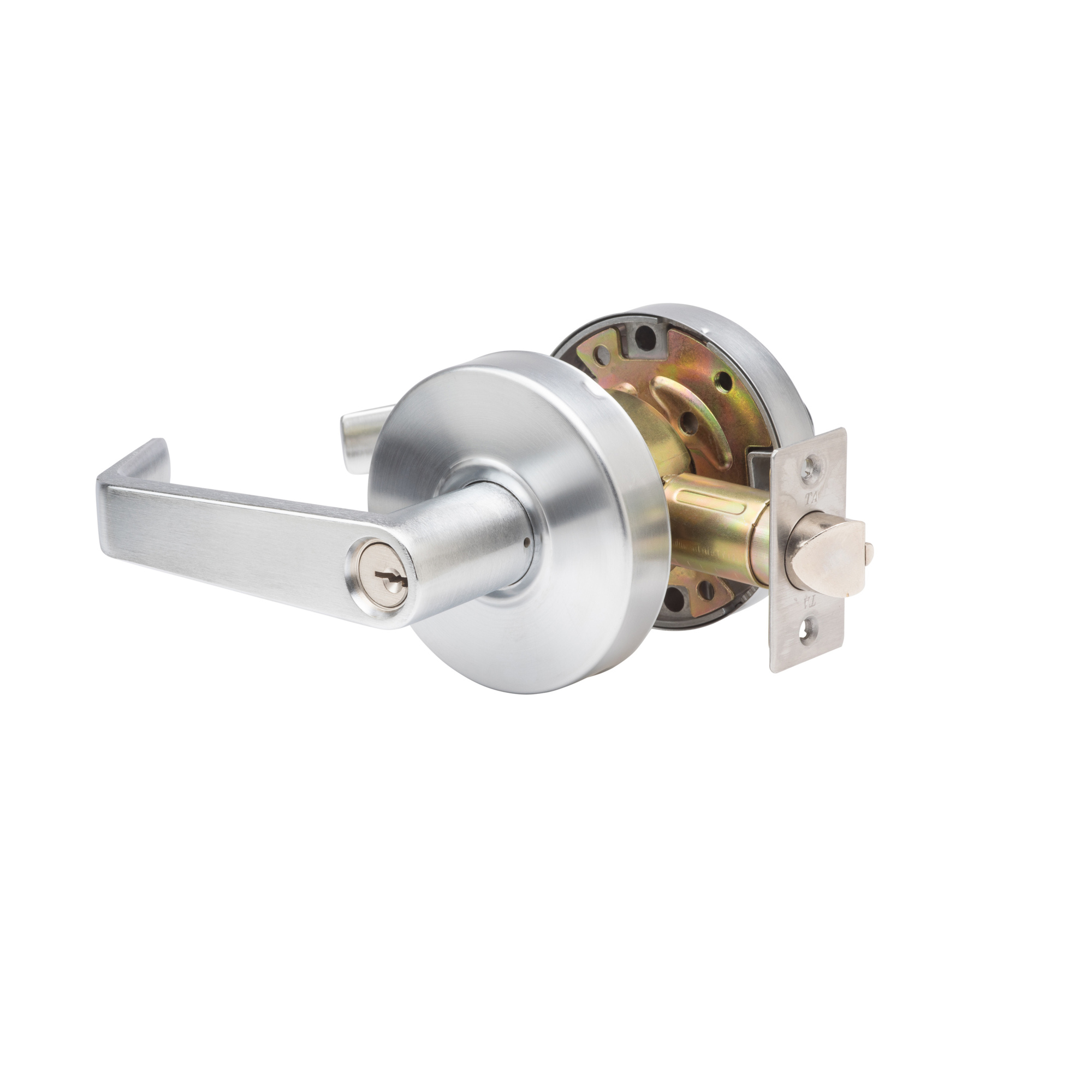 Trans Atlantic LSV Saturn Double Cylinder Door Handle with Lock — Brushed Chrome, ADA Compliant, Grade 2, Model# DL-LSV60-US26D
